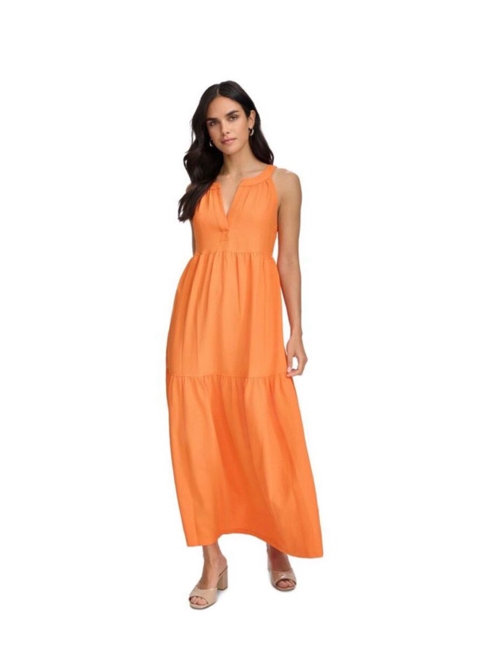 Calvin Klein Orange Women's Halter Gauze Dress Size 4 NWOT